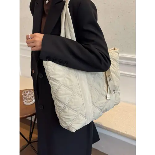 Quilted Nylon Tote Bag