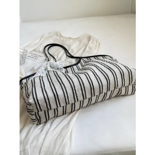 Stylish Striped Canvas Tote Bag