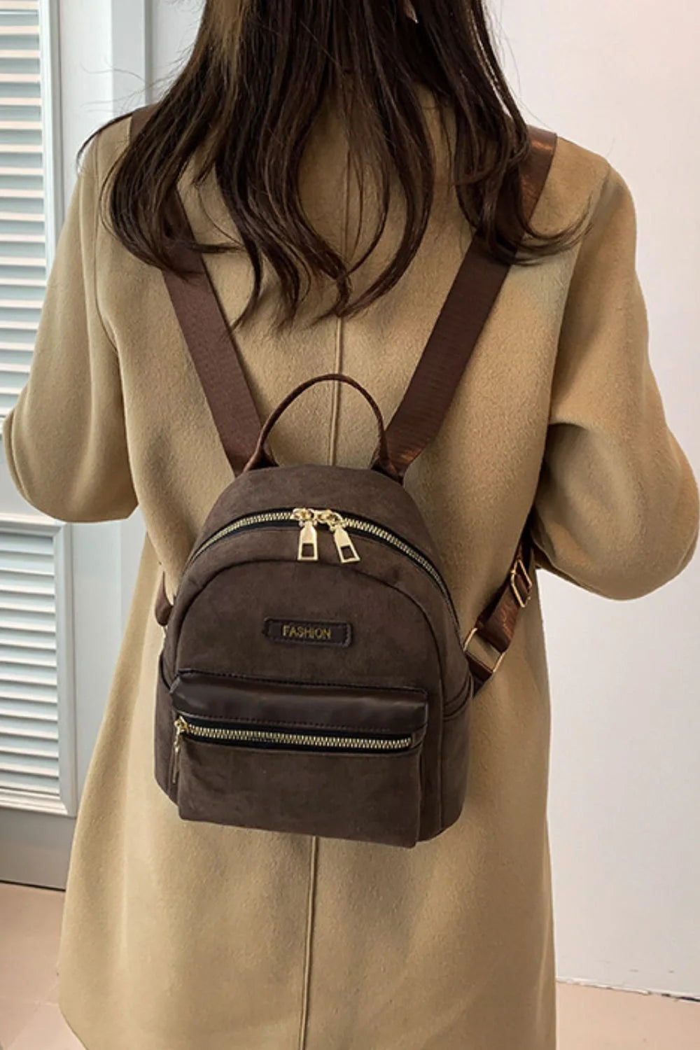 Stylish Suede Adjustable Strap Backpack