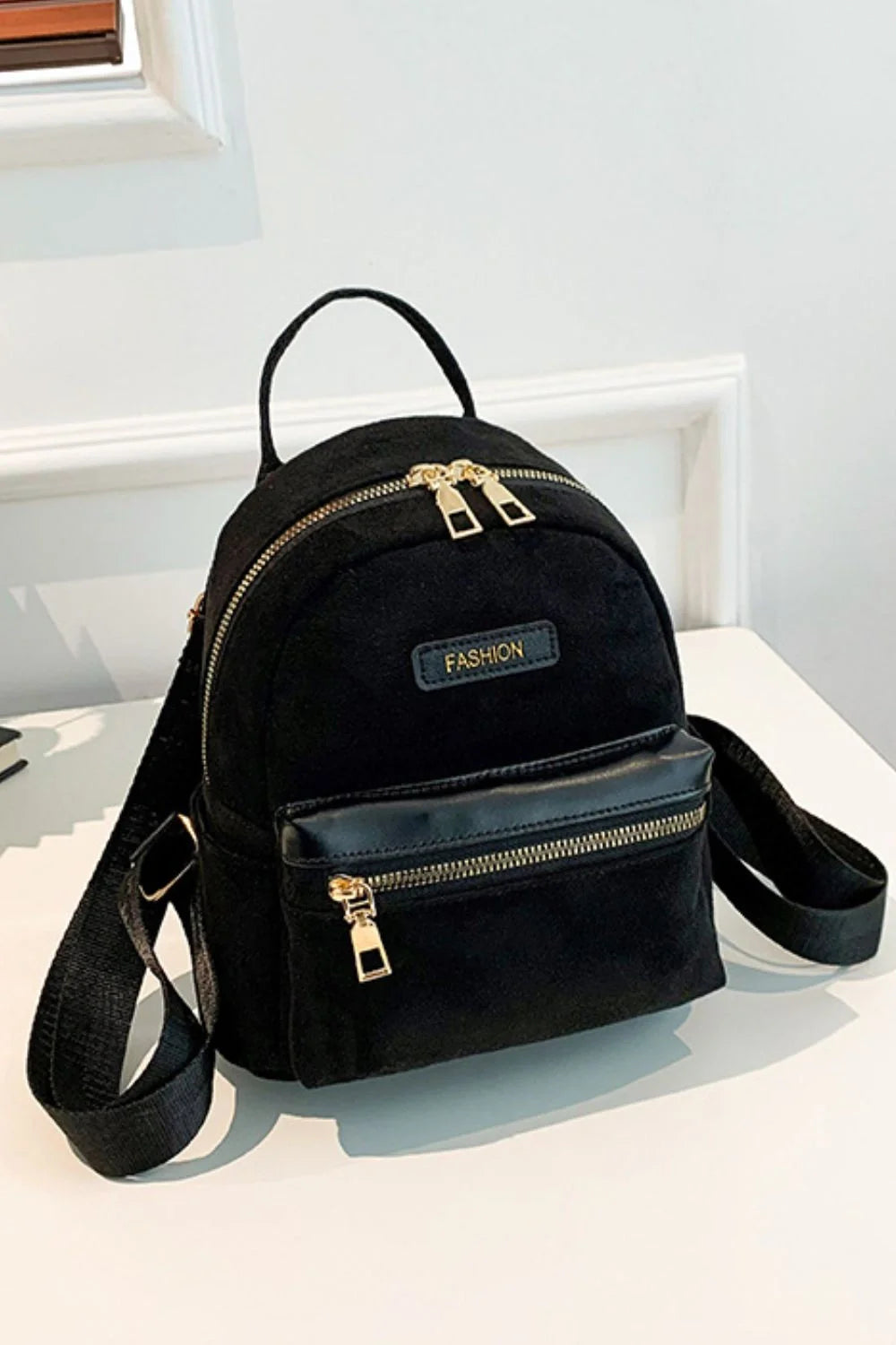 Stylish Suede Adjustable Strap Backpack