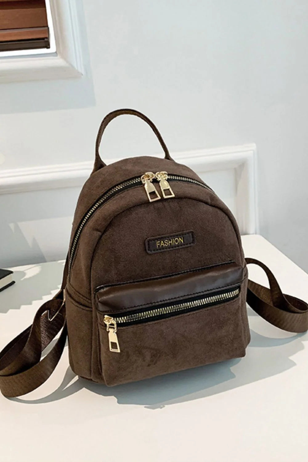Stylish Suede Adjustable Strap Backpack