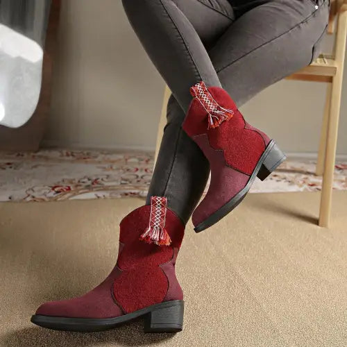 Suede Heel Boots
