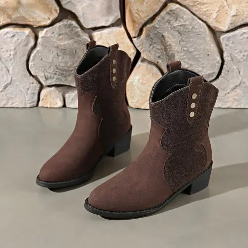 Suede Heel Boots Brown