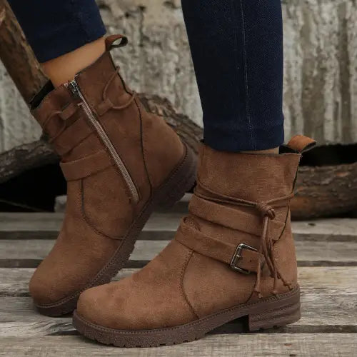 Suede Zip Boots