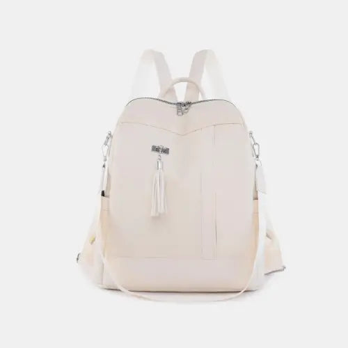 Stylish Tassel Oxford Cloth Backpack for Everyday Adventures Ivory One Size