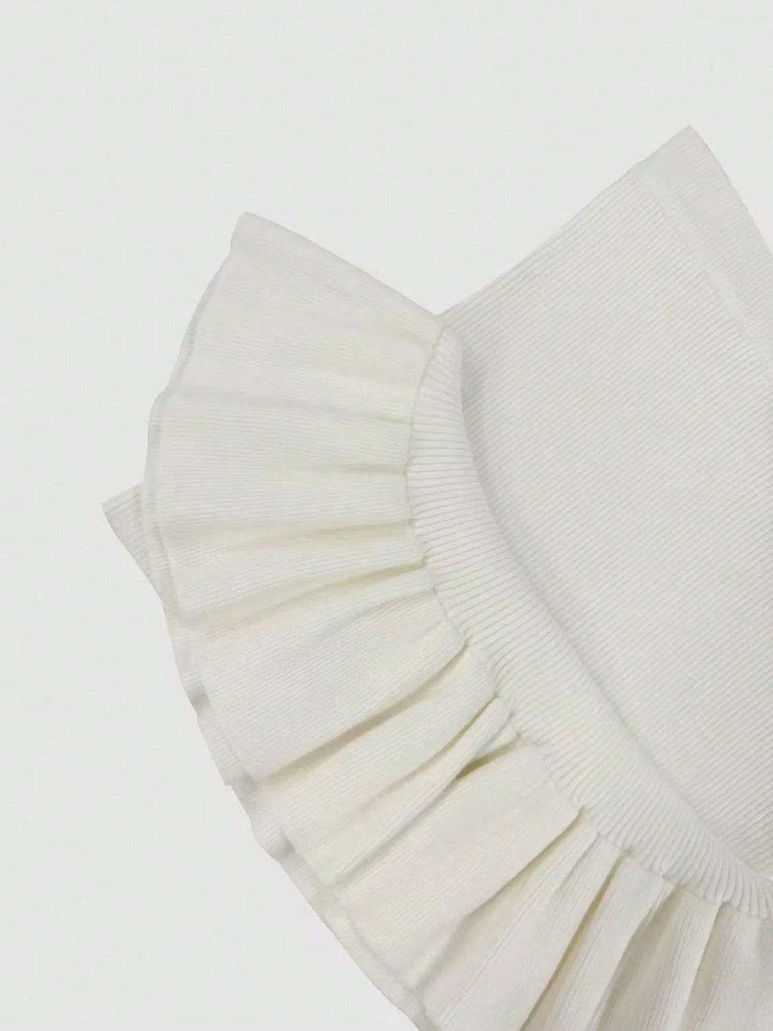 Stylish White Ruched Ruffled Dress