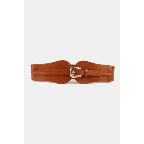 Wide Elastic Belt Caramel One Size