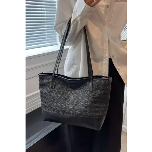 Stylish Woven Tote bag with Leather Straps Large Capacity