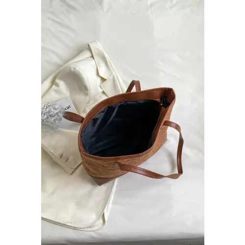 Stylish Woven Tote bag with Leather Straps Large Capacity