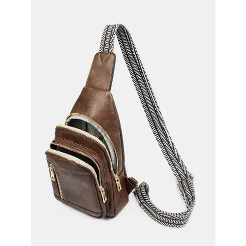 Stylish Leather Adjustable Strap Crossbody Bag