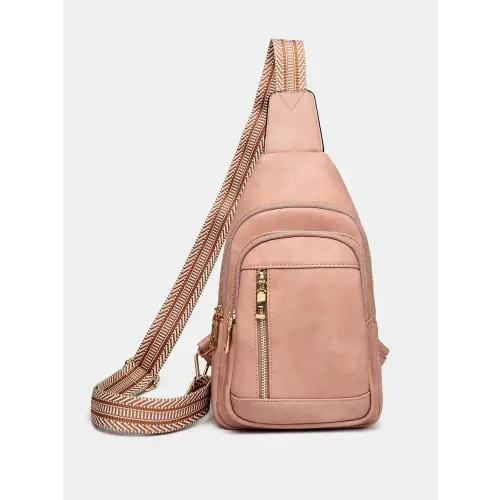 Stylish Leather Adjustable Strap Crossbody Bag Pink One Size