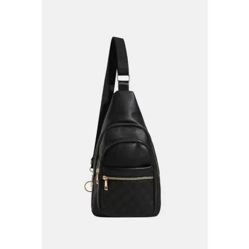Stylish Leather Sling Bag Black One Size