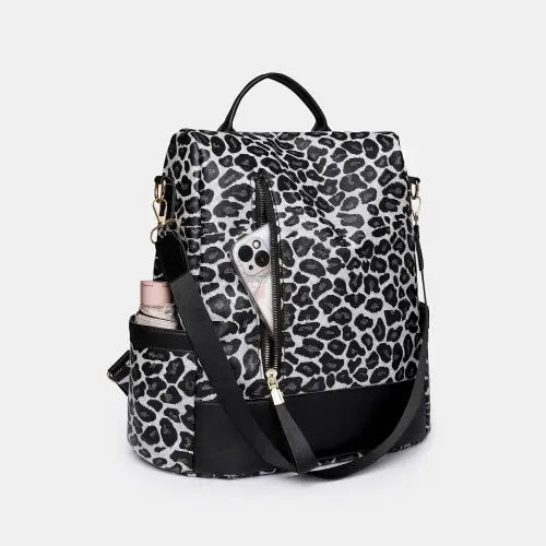 Stylish Leopard PU Leather Backpack
