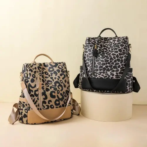 Stylish Leopard PU Leather Backpack