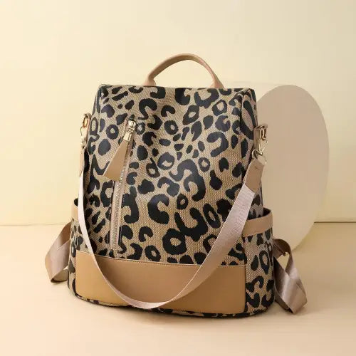 Stylish Leopard PU Leather Backpack