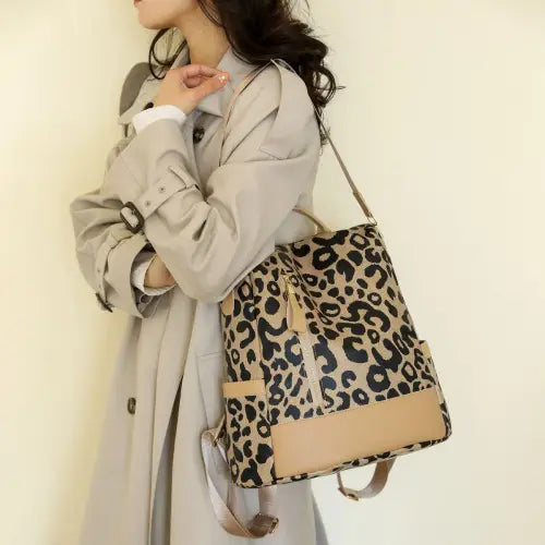 Stylish Leopard PU Leather Backpack