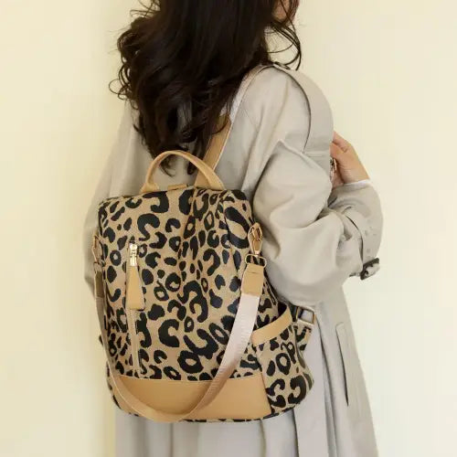 Stylish Leopard PU Leather Backpack