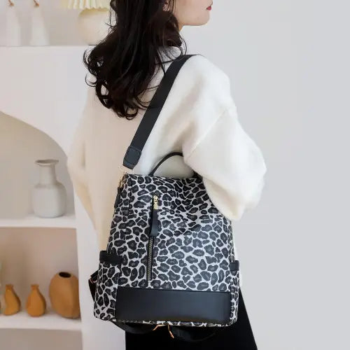 Stylish Leopard PU Leather Backpack