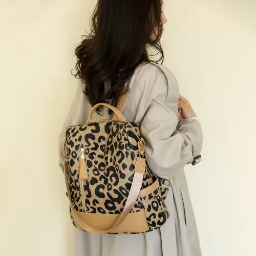 Stylish Leopard PU Leather Backpack