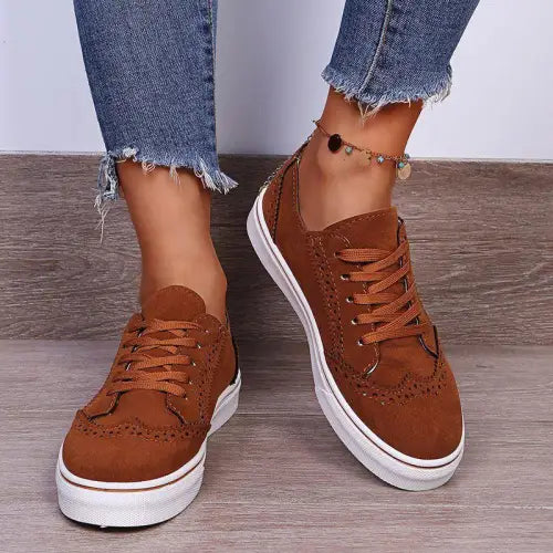 Suedette Flat Sneakers for Effortless Comfort