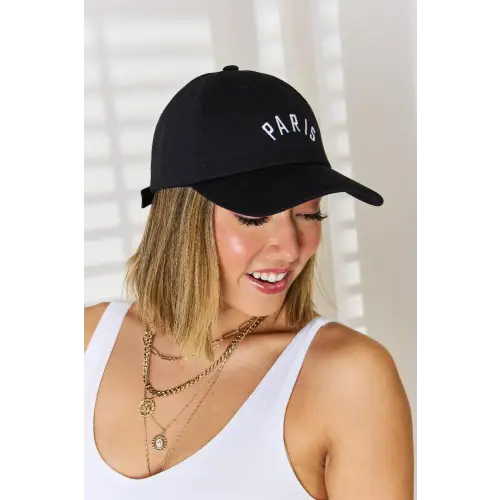Stylish Embroidered City Baseball Cap Paris Black One Size