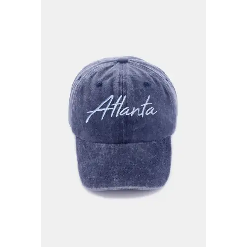 Stylish Washed Atlanta Embroidered Baseball Cap Atlanta Navy One Size