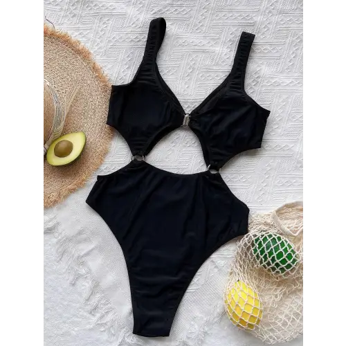 Sultry Cutout Plunge One-Piece Swimsuit for Beach Glamour