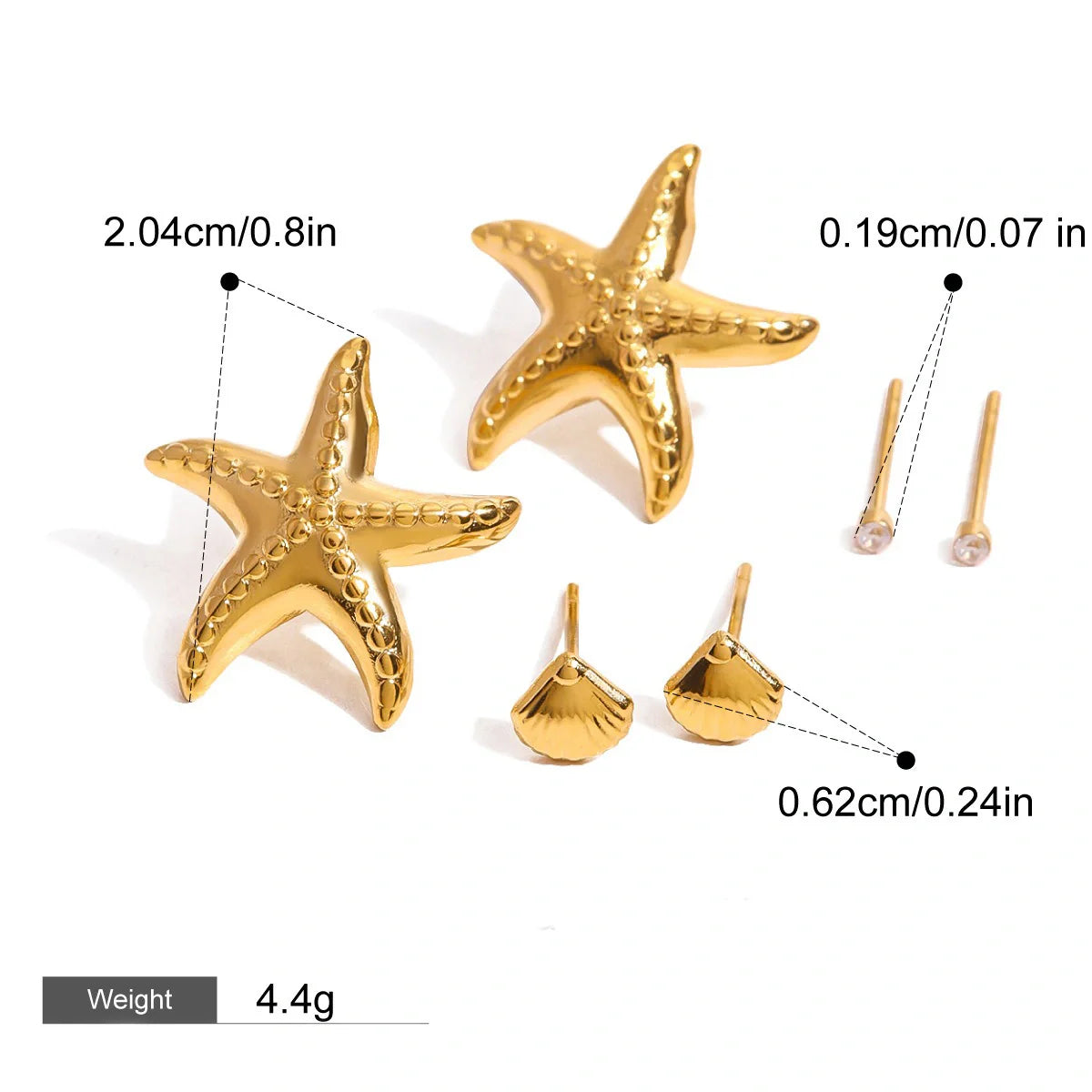 Textures in Gold Shell-Shaped Earrings