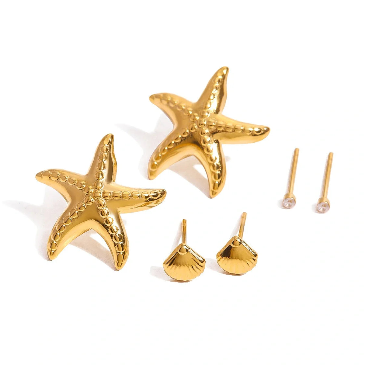 Textures in Gold Shell-Shaped Earrings