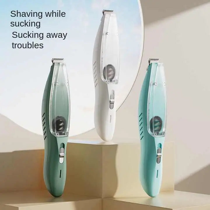 Rechargeable Pet Grooming Clipper with Built-in Vacuum - Low Noise Hair Trimmer