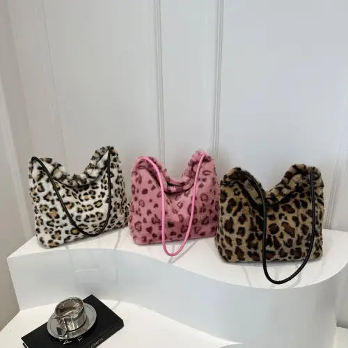 Trendsetting Leopard Furry Shoulder Bags for Fashion-Forward Style