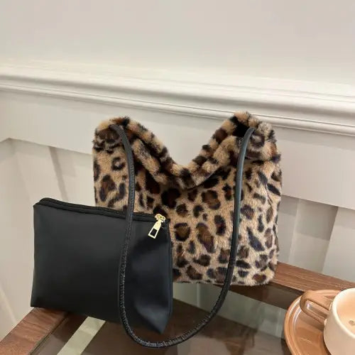 Trendsetting Leopard Furry Shoulder Bags for Fashion-Forward Style