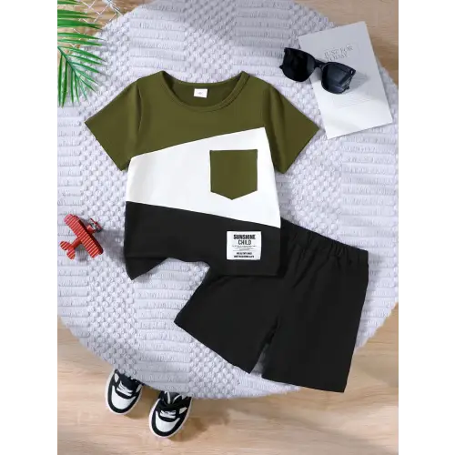 Trendy Color Block Kids Clothing Set