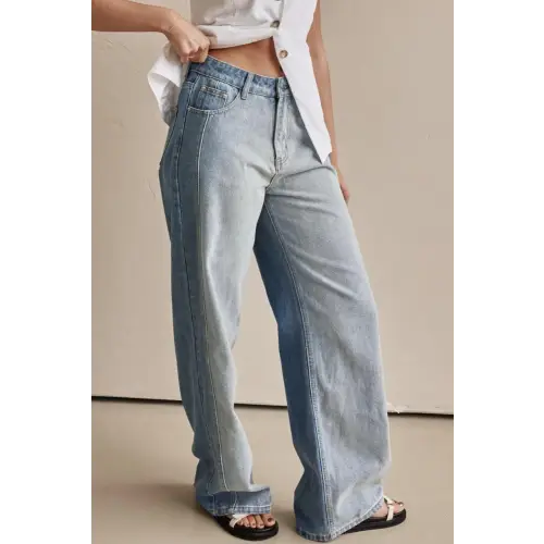 Contrast Straight Leg Jeans