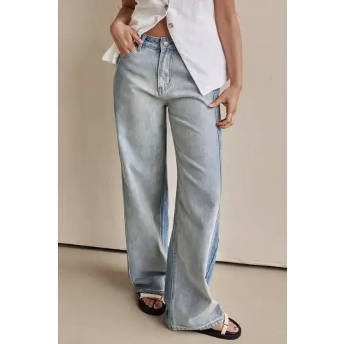 Contrast Straight Leg Jeans