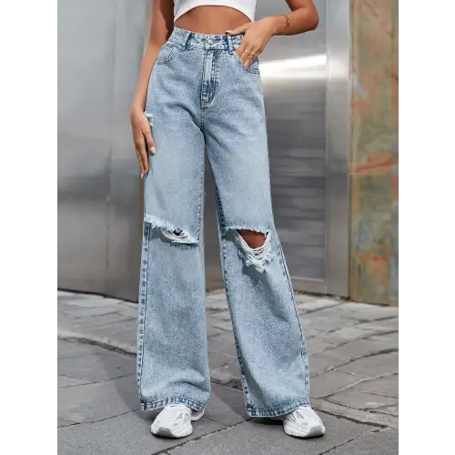 Blue Wide Leg Jeans Light