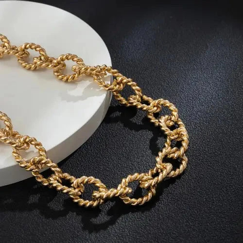 Punk Twist Gold Chain Necklace