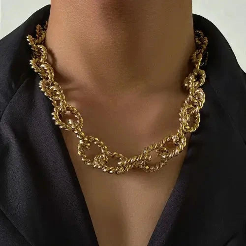 Punk Twist Gold Chain Necklace