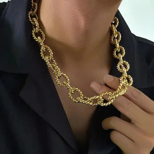 Punk Twist Gold Chain Necklace