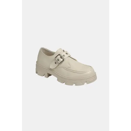 Trendy Platform Lug Loafers Bone