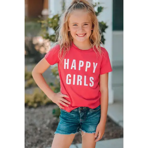 Trendy Girls Letter Graphic Short Sleeve T-Shirt for Effortless Style Salmon