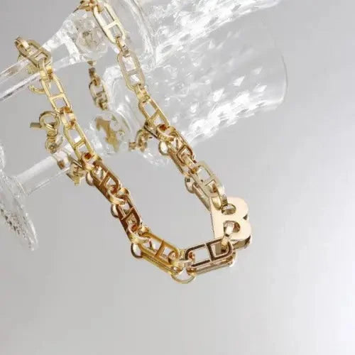 Hip Hop Gold Necklace B Letter
