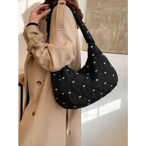 Trendy Pink Bow Polyester Shoulder Bag