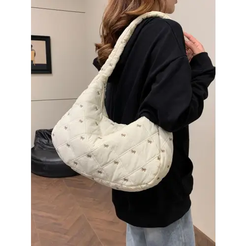 Trendy Pink Bow Polyester Shoulder Bag