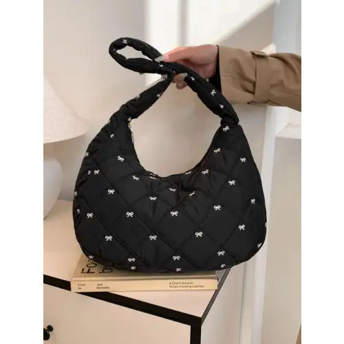 Trendy Pink Bow Polyester Shoulder Bag