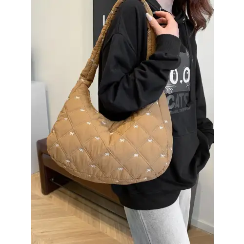 Trendy Pink Bow Polyester Shoulder Bag