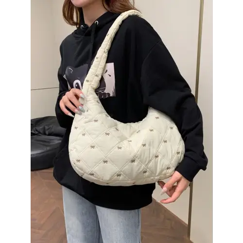 Trendy Pink Bow Polyester Shoulder Bag
