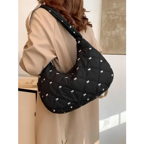 Trendy Pink Bow Polyester Shoulder Bag