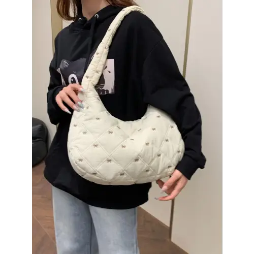 Trendy Pink Bow Polyester Shoulder Bag