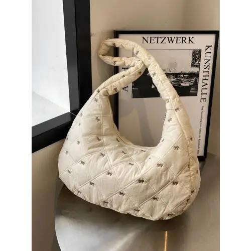 Trendy Pink Bow Polyester Shoulder Bag